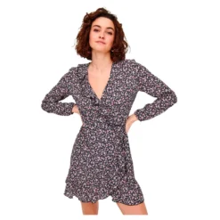 ONLY Carly Wrap Long Sleeve Short Dress 15 ONLY Carly Wrap Long Sleeve Short Dress -Pepe Clothing Shop only carly wrap long sleeve short dress 5