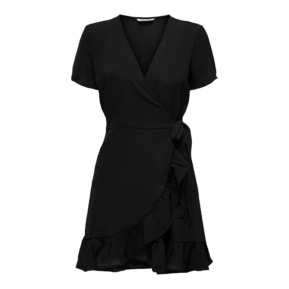 ONLY Nova Life Marlie Wrap Solid Short Sleeve Short Dress 3 ONLY Nova Life Marlie Wrap Solid Short Sleeve Short Dress