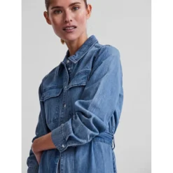 Pieces Osalina Midi Denim Mb Long Sleeve Dress -Pepe Clothing Shop pieces osalina midi denim mb long sleeve dress 3