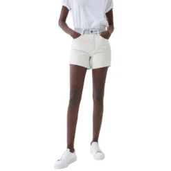 Glamour Raw With Stripes Denim Shorts -Pepe Clothing Shop salsa jeans glamour raw with stripes denim shorts 2