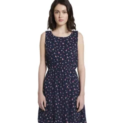 Tom Tailor Sleeveless With A Floral Pattern Short Dress